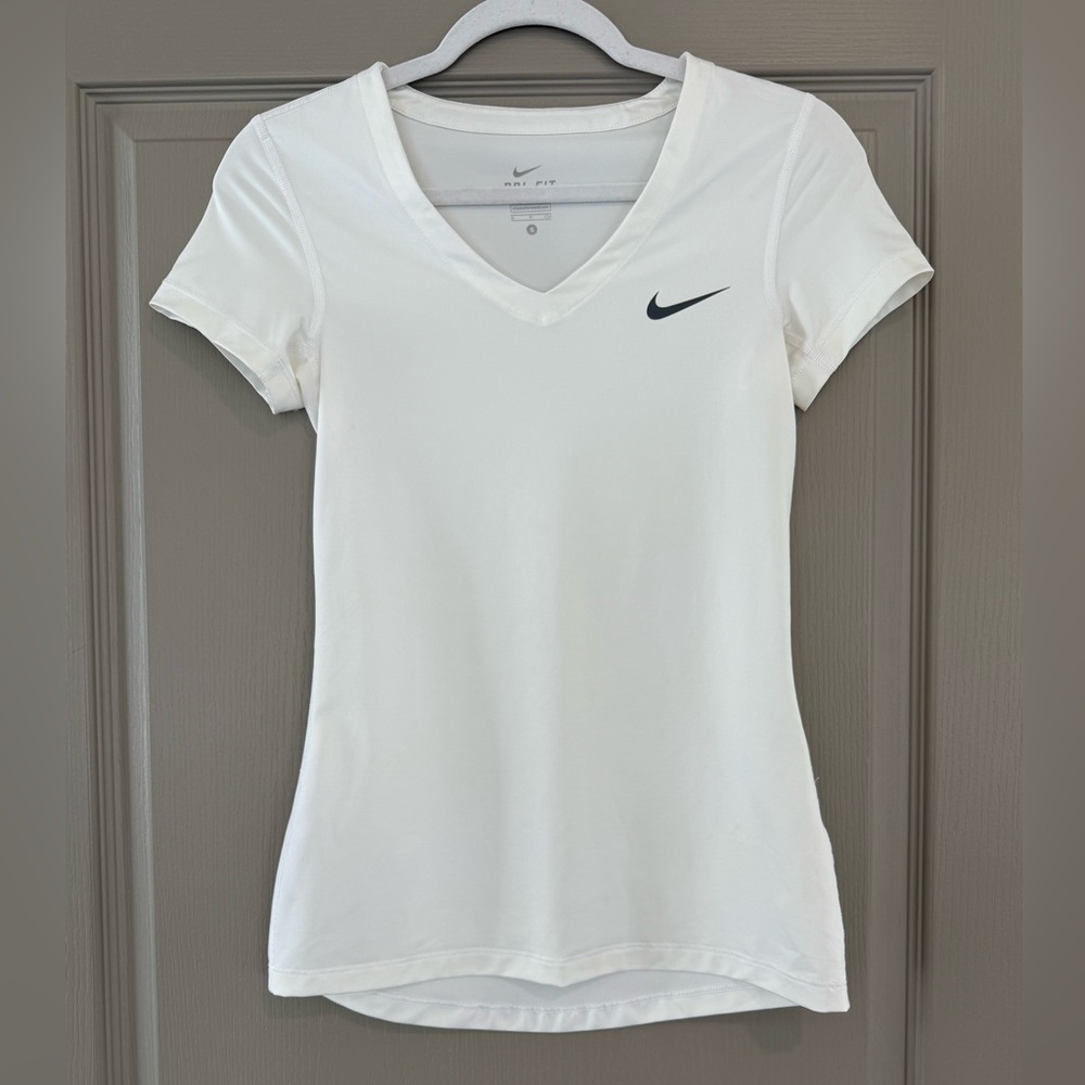 Nike Pro Dri-Fit Women's White V-Neck Tee